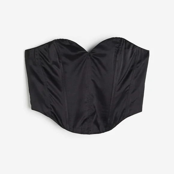 H&M Divided Black Satin Bandeau Corset Top With Sweetheart Neckline - Picture 8 of 9